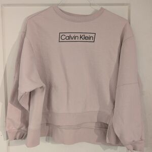Calvin Klein Jeans Tan/Blush Pink Box Logo Cropped Sweatshirt - Size Small